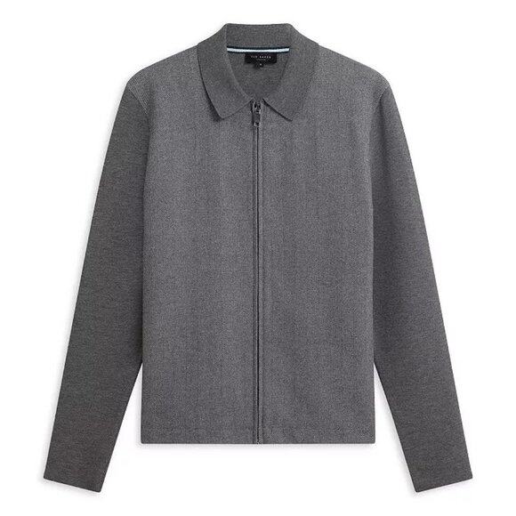 Ted Baker Dejo Men's Gray Herringbone Zip Up Jacket - X-Large (EU5) - NWT - Picture 1 of 6